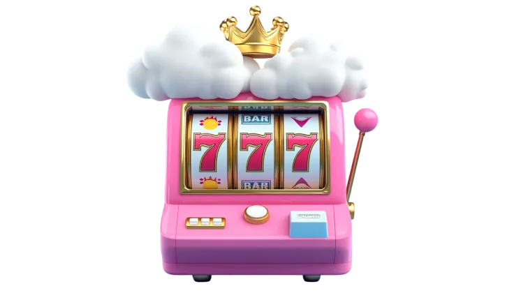 Pink slot machine with crown