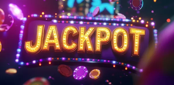 Jackpot sign with chips